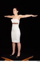  Rania black high heels dressed formal standing t poses white dress whole body 0002.jpg